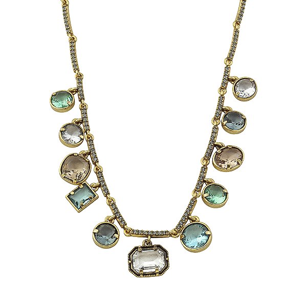 Colar Berloques De Cristal Positano Ouro