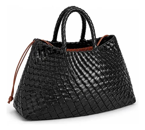Bolsa Feminina Grande Trançada Ombro Tote Couro Sintético