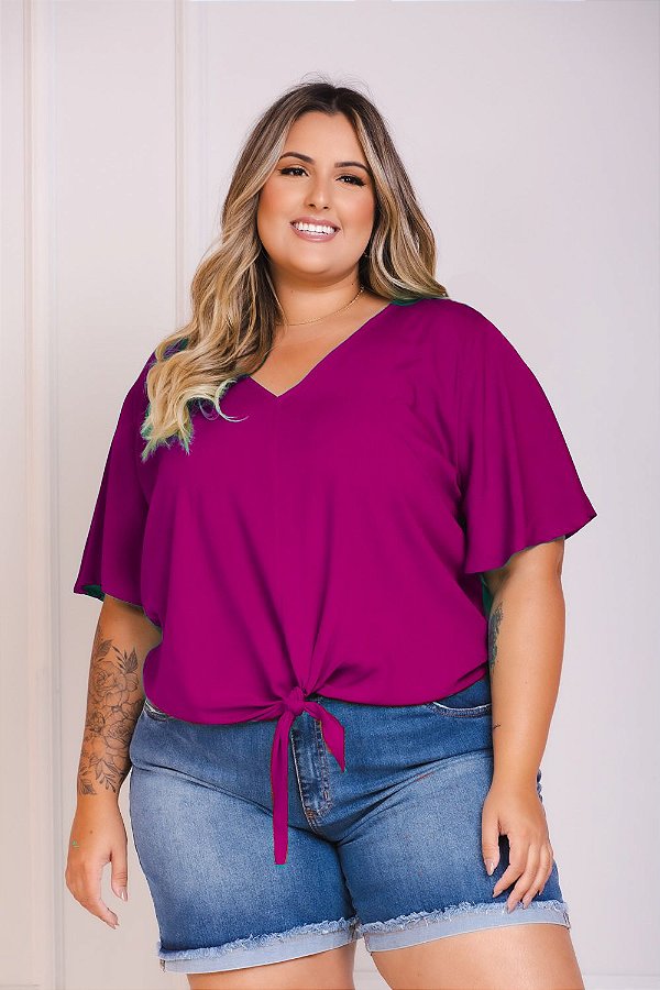 Moda plus size feminina blusa em viscolinho