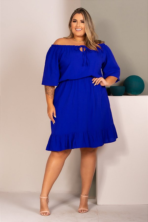 Vestido Monalisa Azul Royal Plus Size