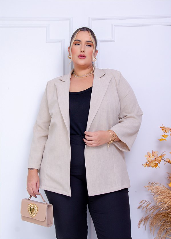 Blazer Aisha de Linho Plus Size
