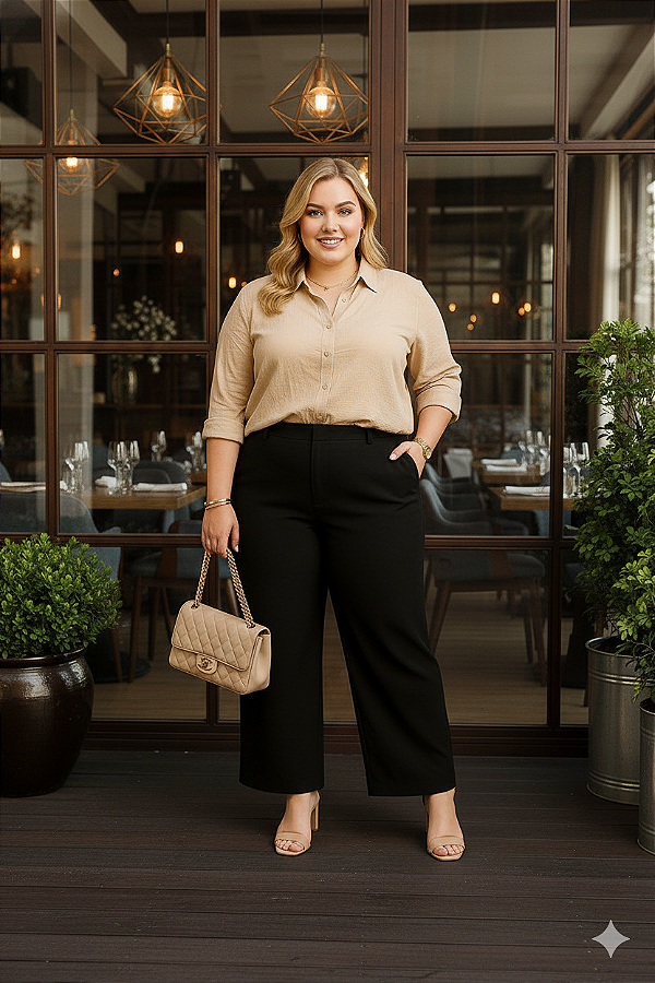 Camisa Bege Plus Size
