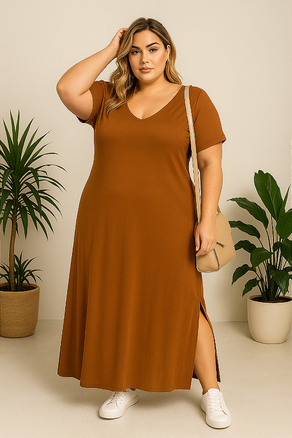 Vestido Longo Aurora Caramelo