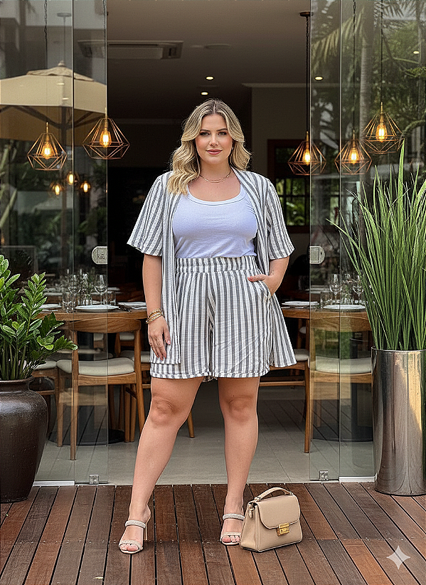 Kimono de Listras Monica Plus Size