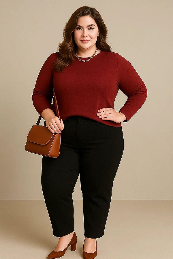 Blusa Classic Manga Longa Vermelho Queimado