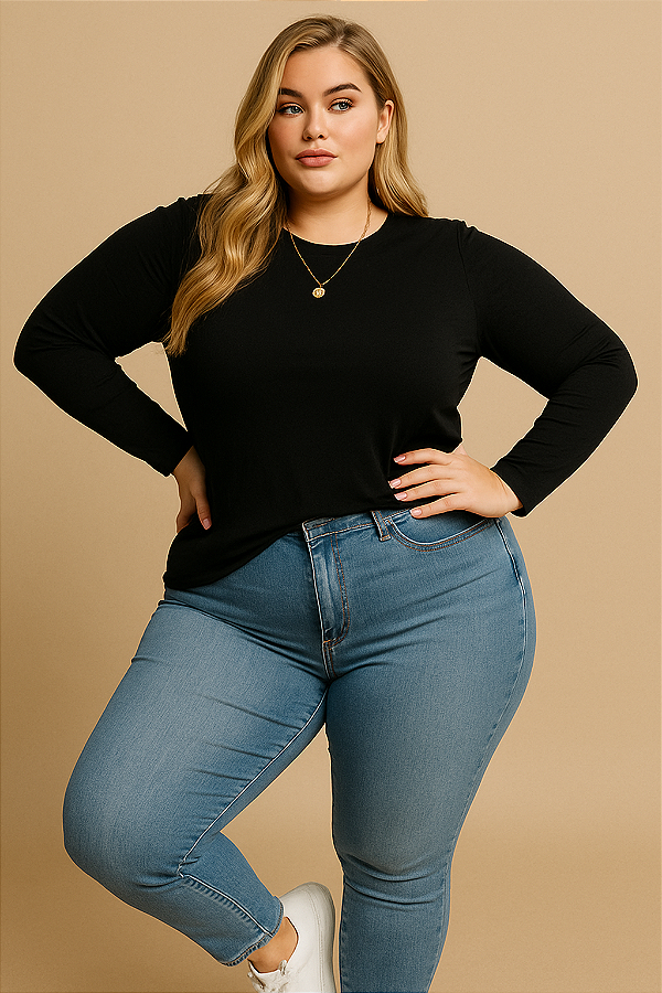 Blusa Classic Manga Longa Preto