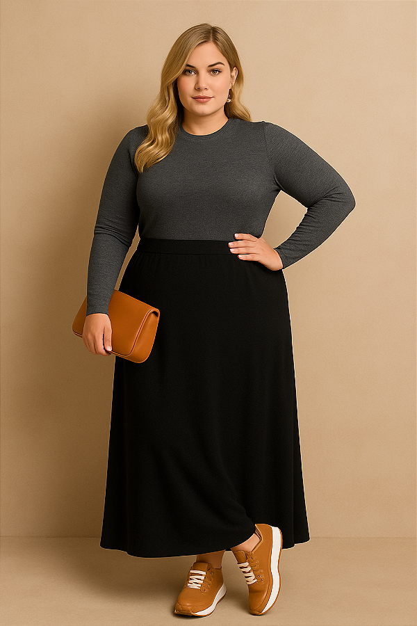 Blusa Classic Manga Longa Cinza Mescla