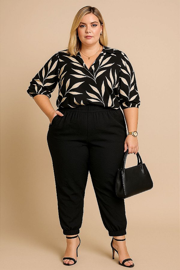 Calça Jogger Juliete Preto Plus Size