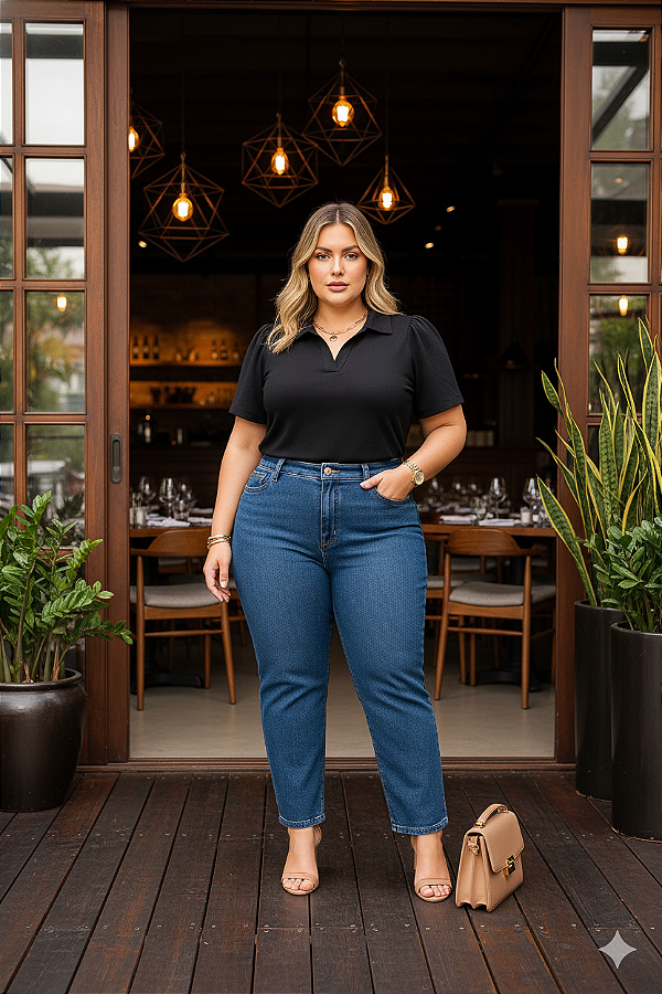 Camisa Nayara Preta Plus Size