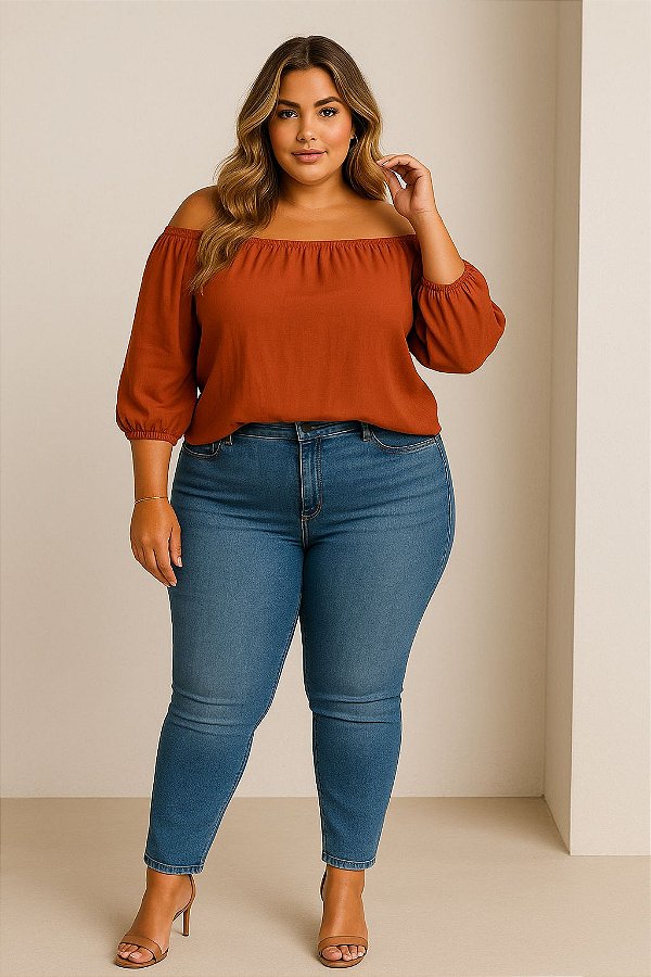 Blusa Ciganinha Terracota Plus SIze