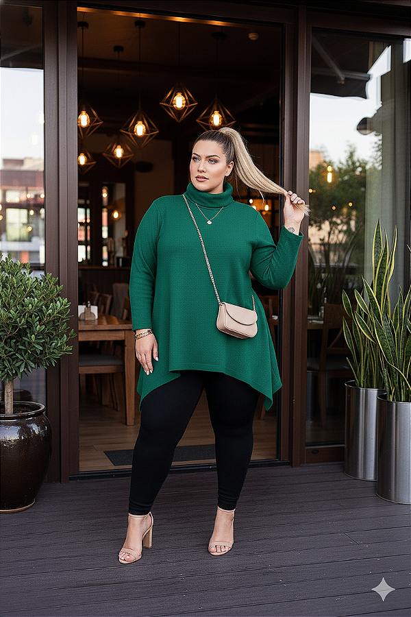 Poncho de Lanzinha Zurick Green Plus Size