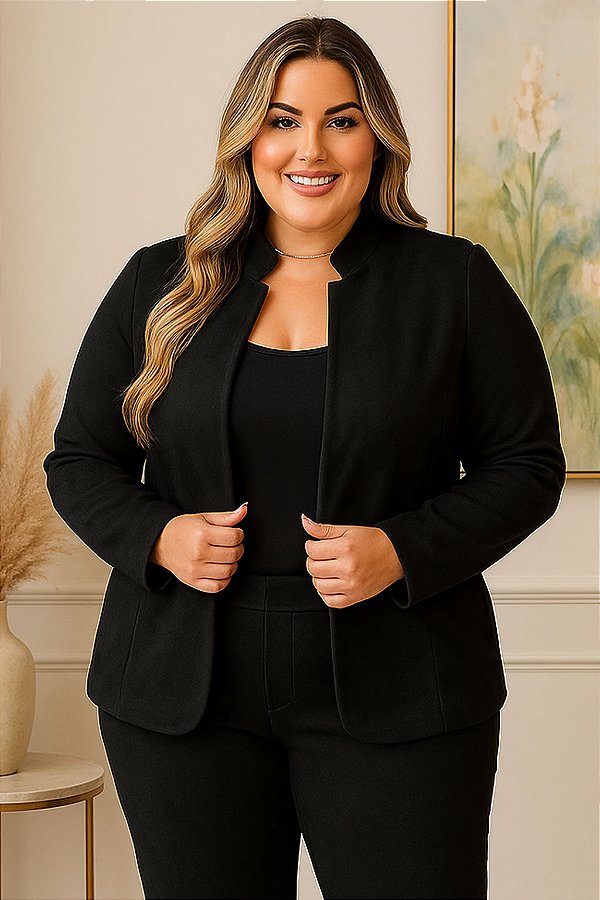 Blazer Sandy de Scuba Sued Plus Size