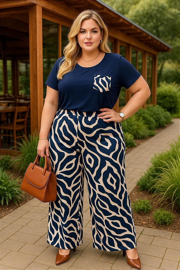 Calça Pantalona de Malha Viscolycra Safira