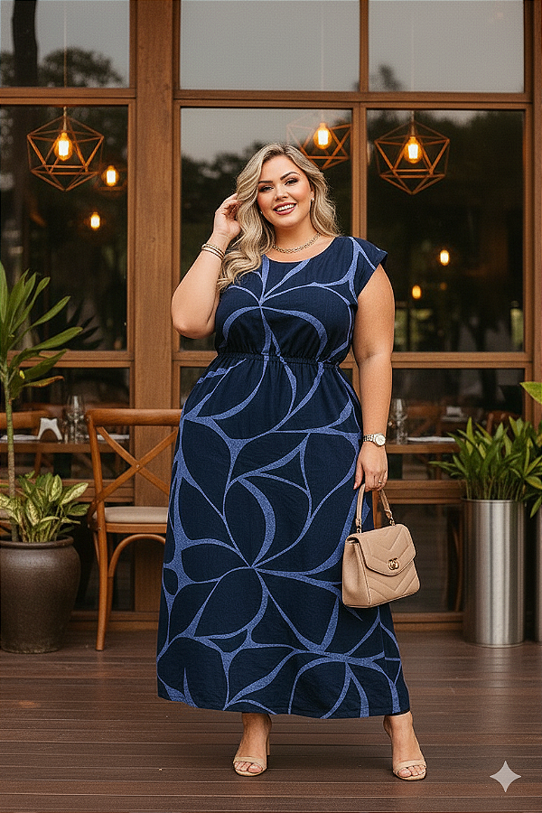 Vestido Longo Blue Plus Size
