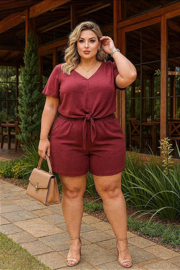 Short Califórnia Marsala Plus Size