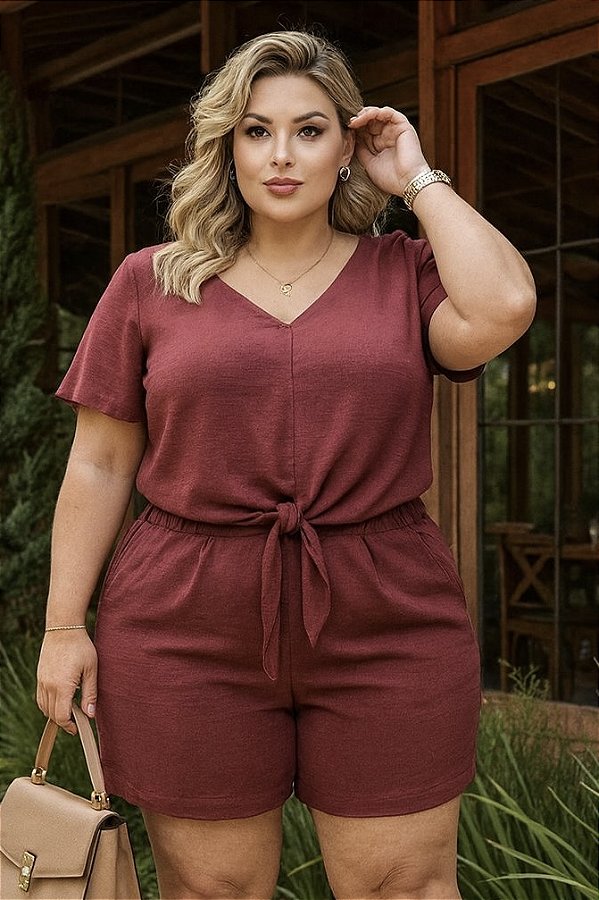 Bkusa Califórnia Marsala Plus Size