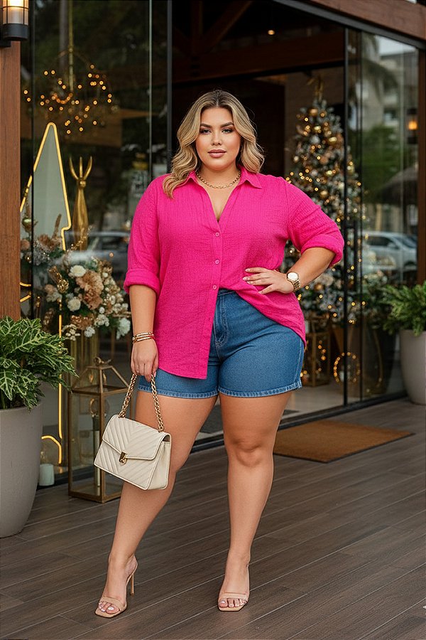 Camisa Ilhéus Pink Plus Size