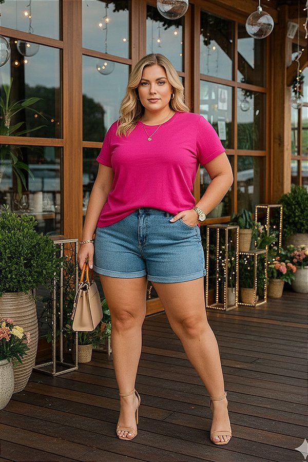 T-shirt Guarujá Pink Plus SIze