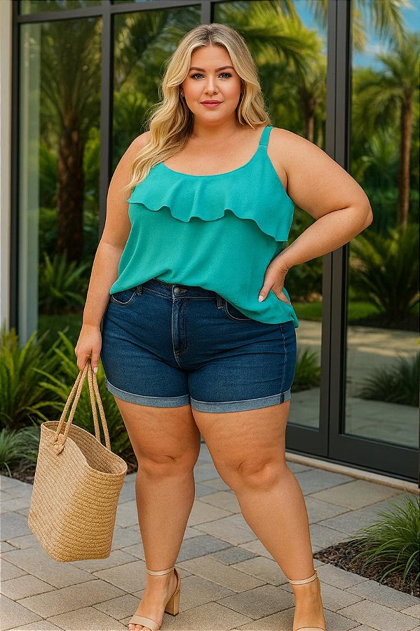 Blusa de Alça Salinas Ocean Plus Size