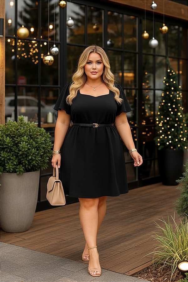 Vestido Mirela Preto Plus Size