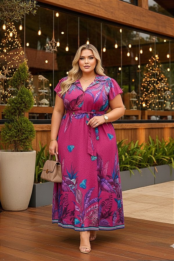 Vestido Longo Ilhas Capri Plus Size