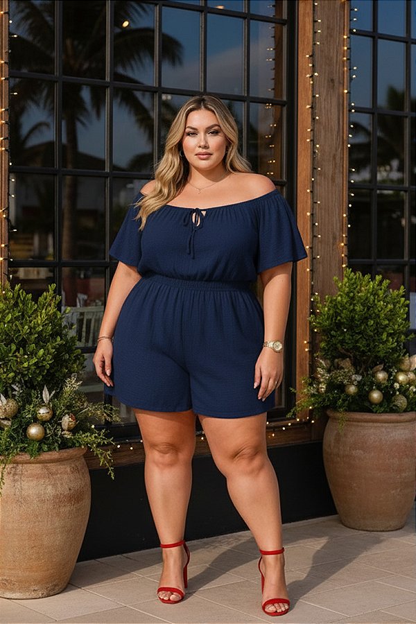 Macaquinho Ciganinha Marinho Plus Size (new)