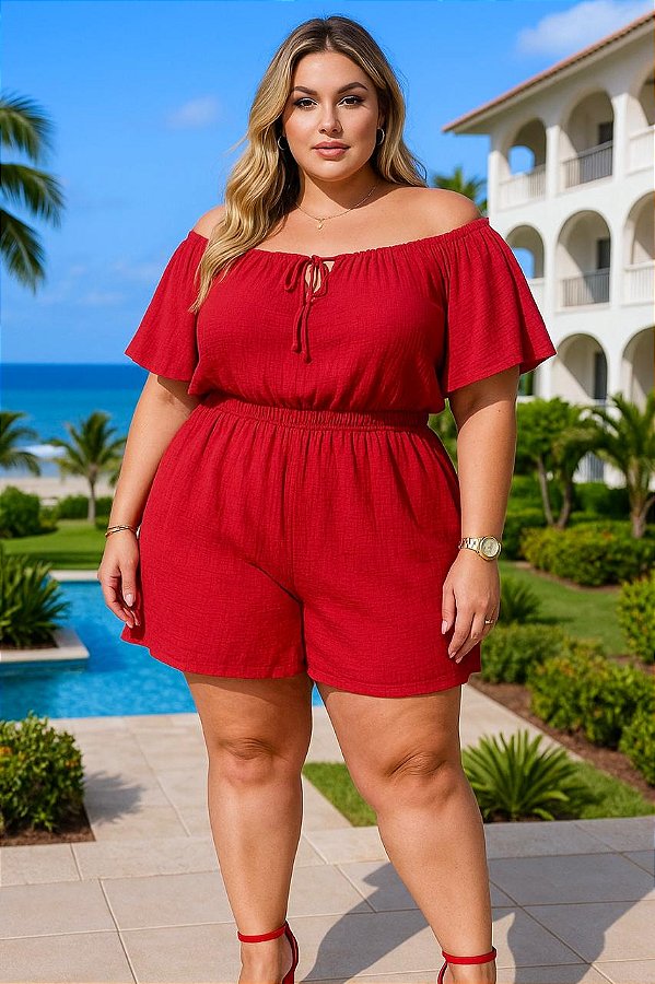 Macaquinho Ciganinha Red Plus Size (new)