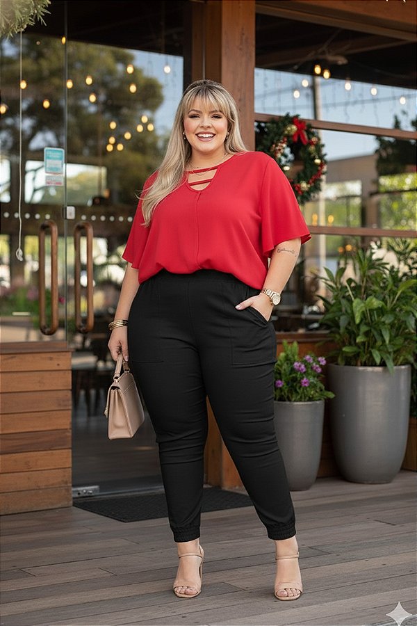 Blusa Work Natal Plus Size