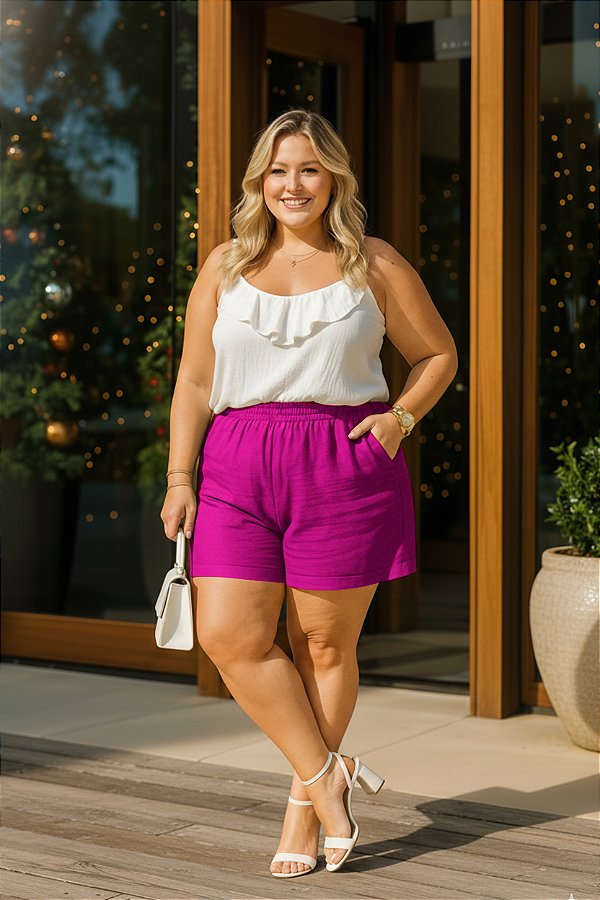 Short Virgínia Fúcsia Plus Size