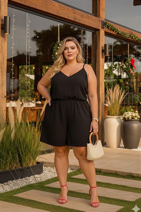 Macaquinho de Alça Ingrid Plus Size