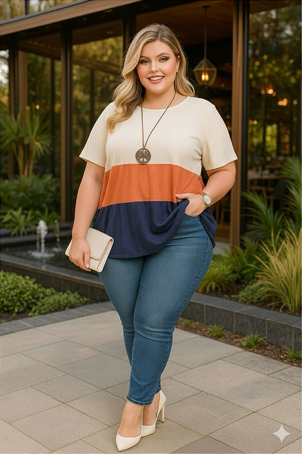 Blusa 3 Cores Plus Size