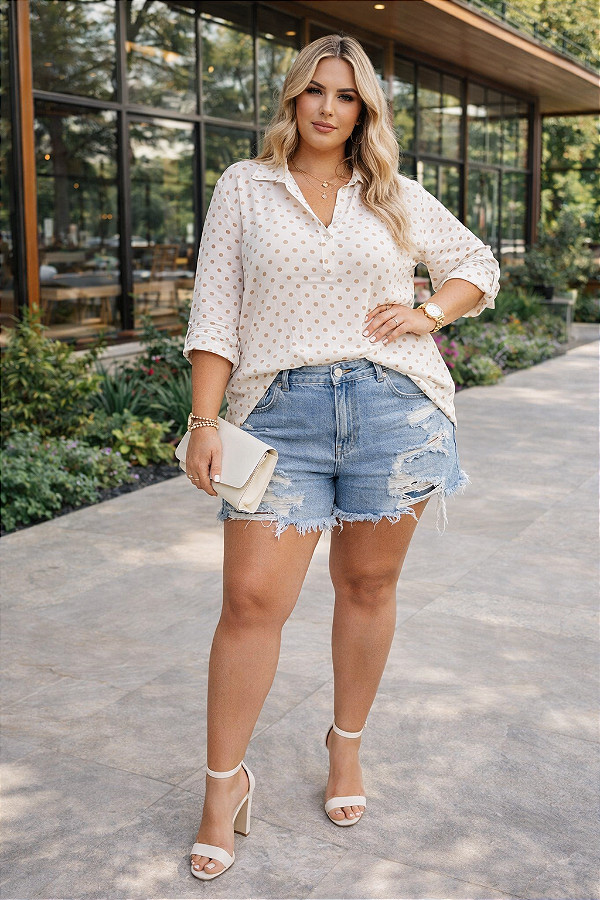 Blusa Ariadne Poá Begge Off WHite