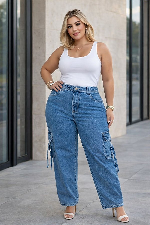 Calça Jeans Wide Leg Authentic Plus Size