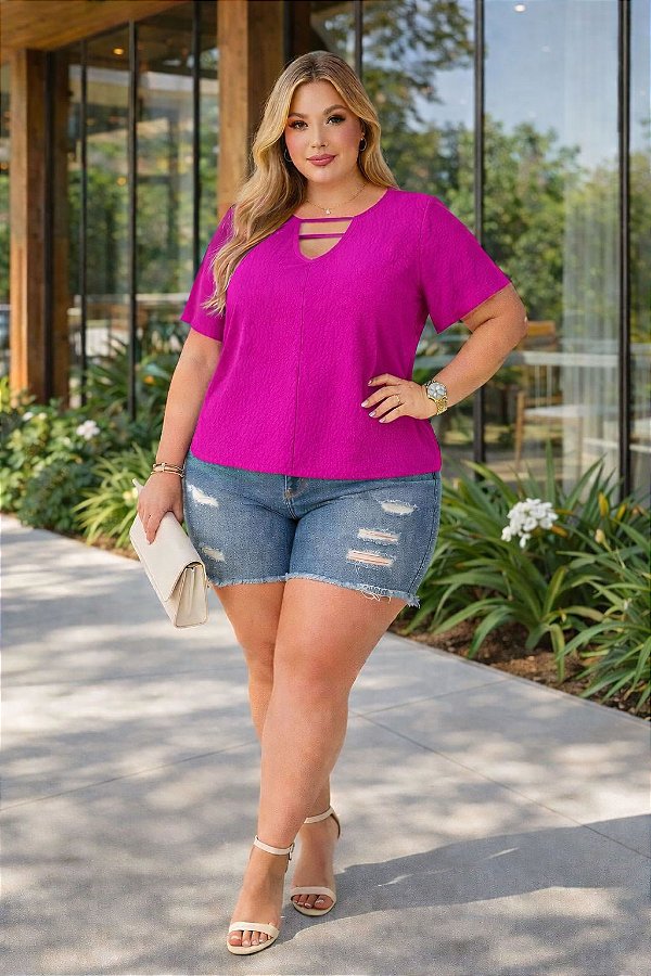 Blusa Emilia Fúcsia Plus Size