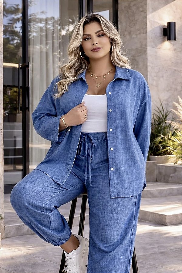 Camisa Jess de Tencel Jeans Plus Size