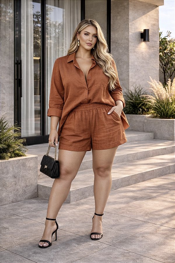 Short Hadassa de Linho Plus Size
