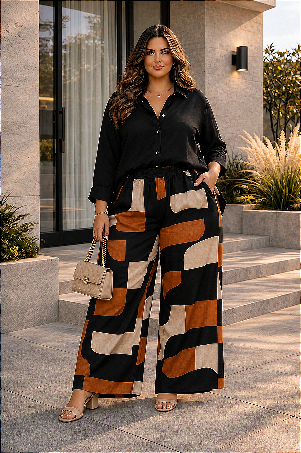 Calça Glamour de Viscolinho Plus Size PROMO