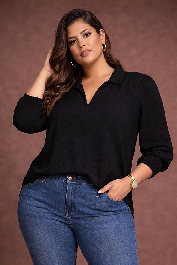 Blusa London Preto Plus Size