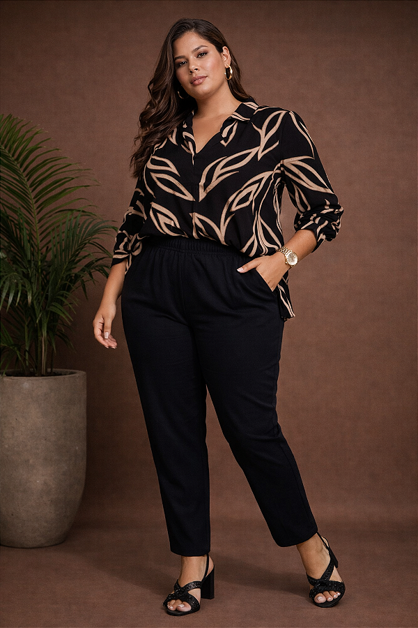 Blusa Berlim de Viscolinho Plus Size