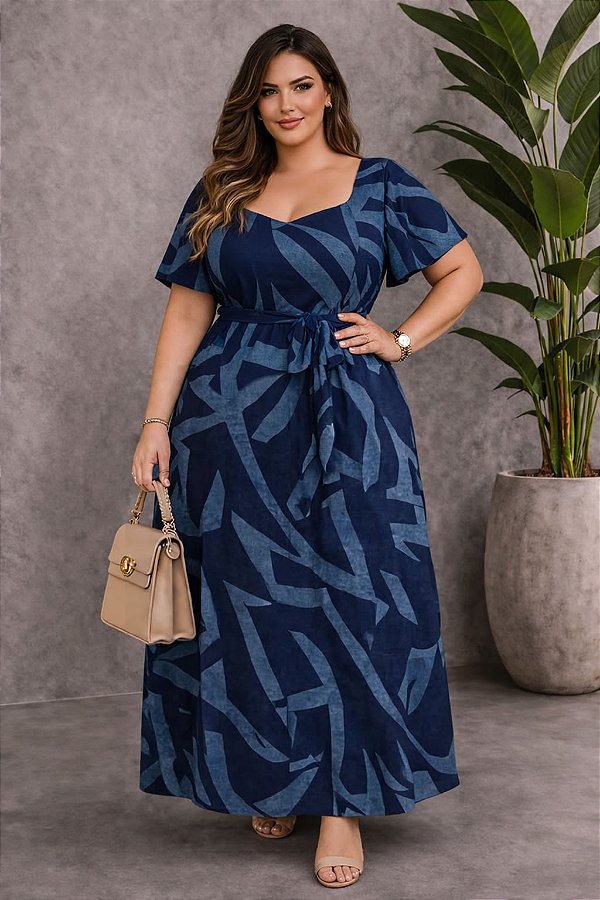Vestido Natássia de Viscolinho Plus Size