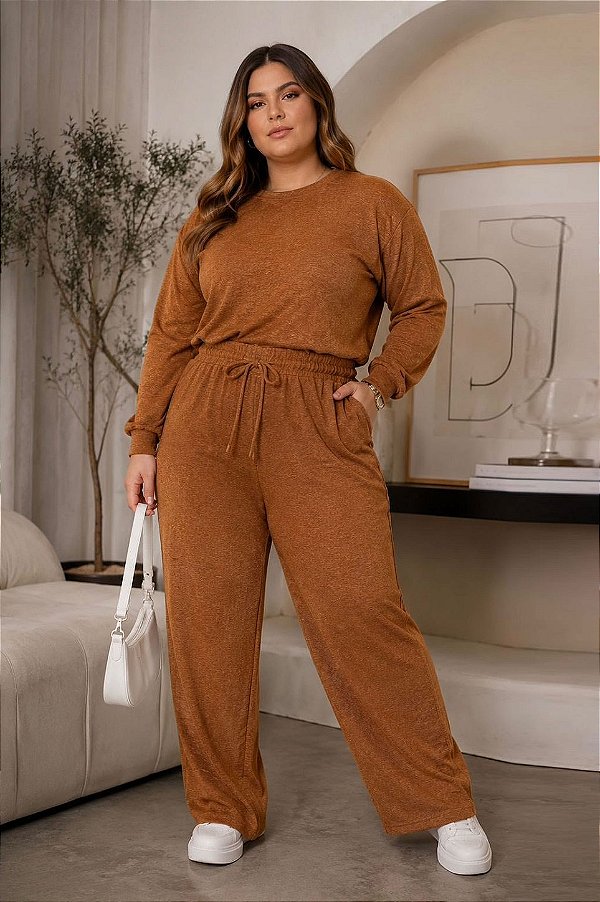 Calça de Lanzinha Caramelo Inverno Plus Size