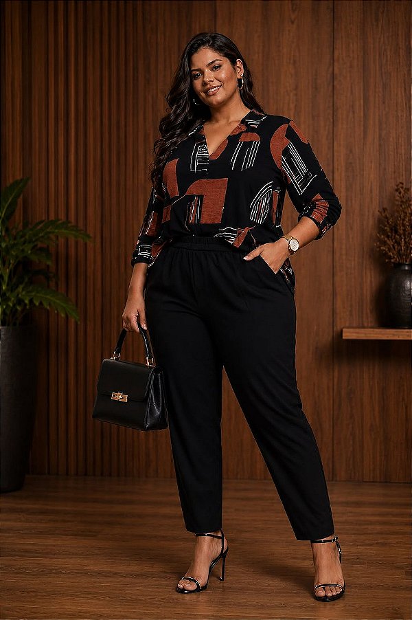 Calça Elegance Anne Preto Plus Size