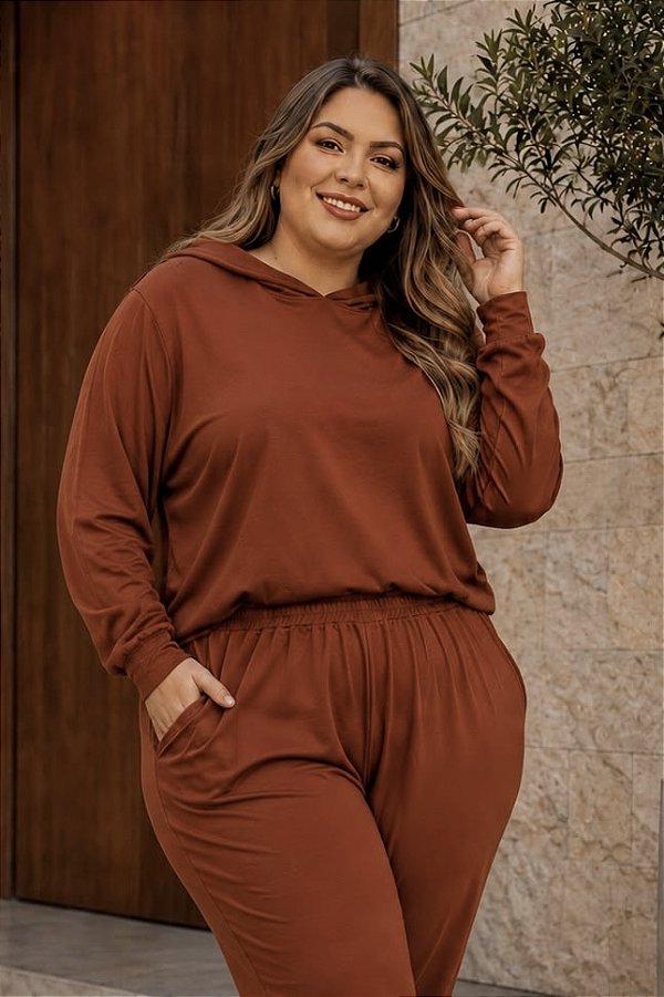 Blusão de Moletinho com capuz Terracora Inverno Plus Size