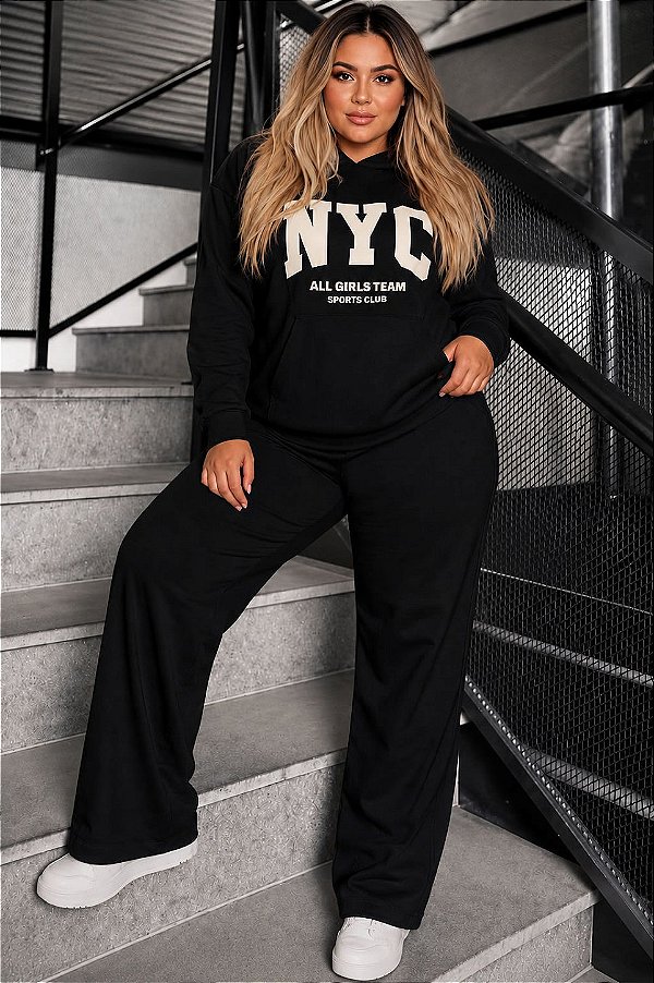 Calça New York City de Moletinho Plus Size