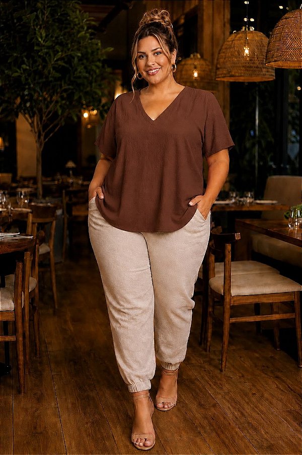 Blusa Heloísa Chocolate Plus Size
