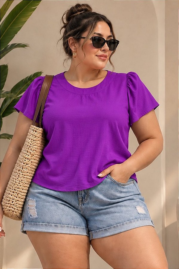 Blusa Nathássia Roxo Plus Size