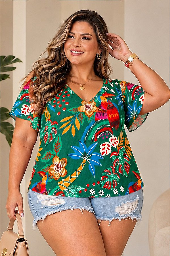 Blusa Sofia de Viscolinho Plus Size