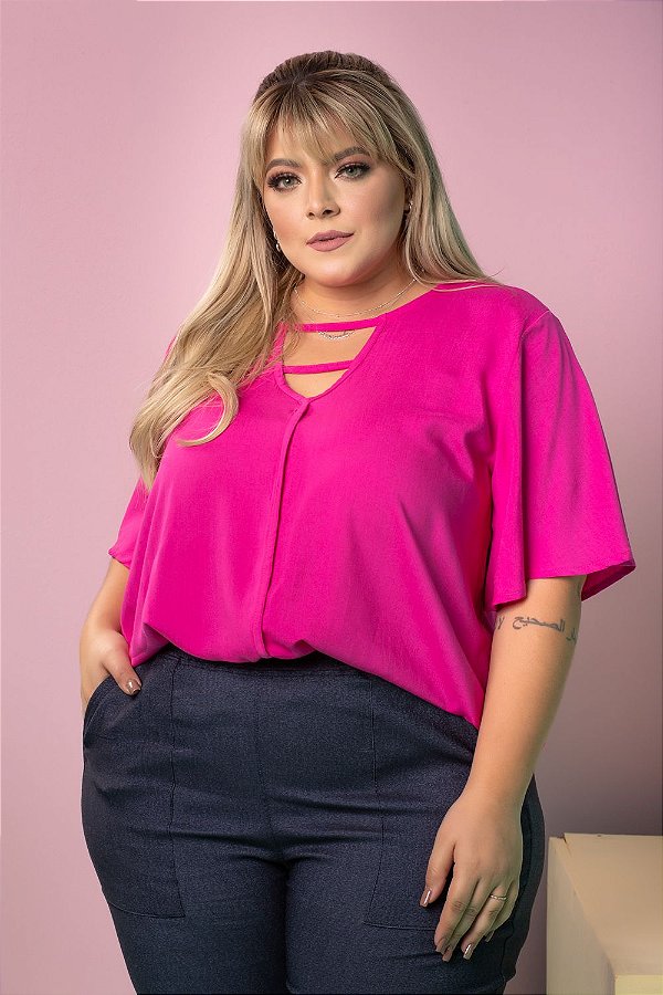 Blusa Work Pink Plus Size
