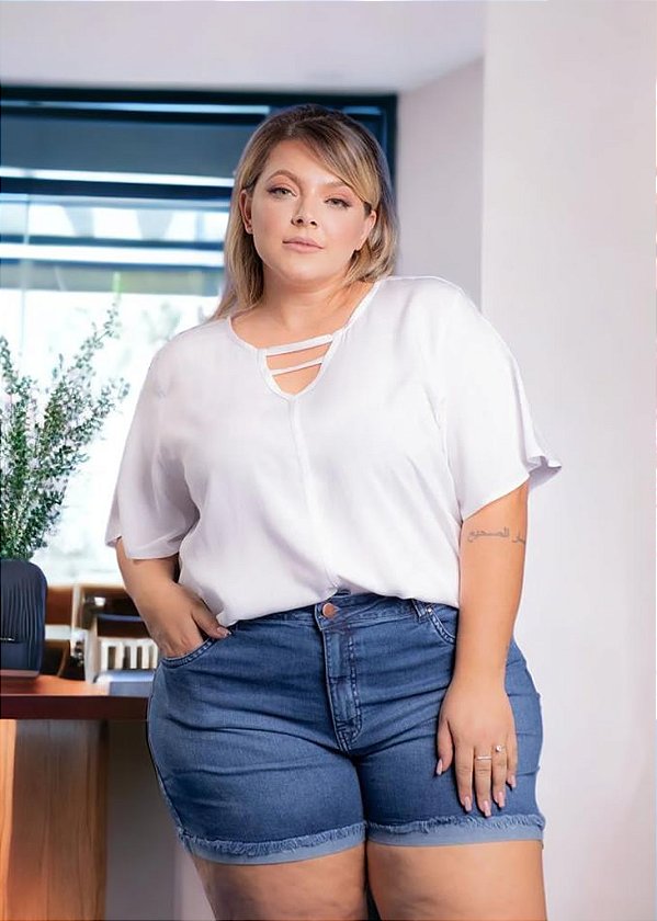 Blusa Work White Plus Size
