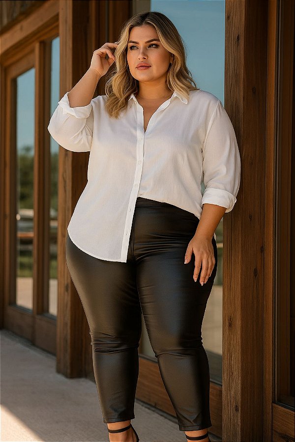 Camisa Gloss White Plus Size